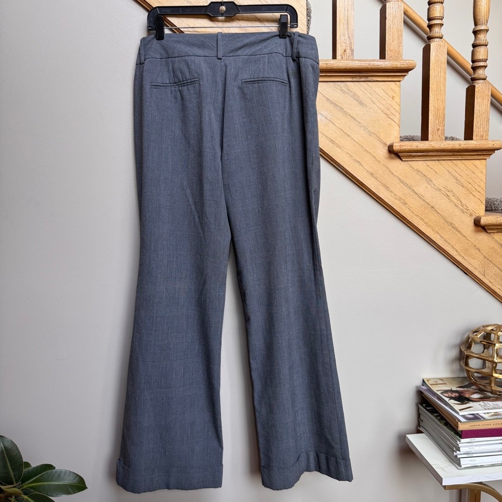 Banana Republic Womens Jackson Fit Gray Glen Plaid Wide Leg Cuff Dress Pants 12 - Picture 3 of 8